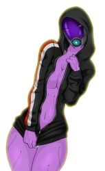 1girls female hoodie_only mass_effect quarian spacemaxmarine tali'zorah_nar_rayya unzipped_hoodie