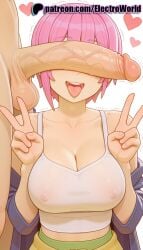 1boy 1girls 2025 ai_generated artist_name breasts breasts breasts bust chest cock covered_nipples dick double_v electroworld erection female foreskin go-toubun_no_hanayome heart hi_res high_quality high_resolution highres jacket large_penis licking licking_penis nakano_ichika patreon patreon_username penis penis_on_face precum see-through solo_focus stable_diffusion straight testicles tongue tongue_out trembling twitching_penis uncensored v veiny_penis w watermark