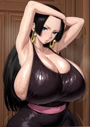 1girls 2d 2d_(artwork) ai ai_art ai_assisted ai_generated biceps big_breasts blue_eyes boa_hancock breasts female female_focus female_only hotdonutsai huge_breasts human large_breasts light-skinned_female light_skin long_hair one_piece stable_diffusion voluptuous voluptuous_female