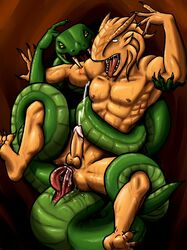 anal biting cum cum_in_ass cum_inside cum_while_penetrated cumshot double_penetration dragonborn dungeons_and_dragons duo erection fucked_silly furry furry_only gay humanoid_penis interspecies male male_only no_humans nude penis reptile reverse_cowgirl_position scalie sex snake yuan-ti