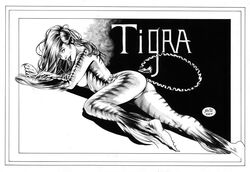 1girls 2004 avengers female female_only marvel michael_bair monochrome solo tagme tigra