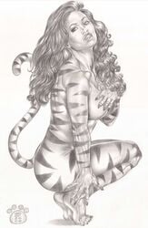 1girls 2006 avengers female female_only gene_espy marvel monochrome solo tagme tigra