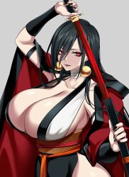 1girls ajaraka_(camui_kamui) big_breasts blade busty camui_kamui_(hz_666v) cleavage curvaceous curves curvy curvy_body curvy_female curvy_figure female female_only huge_ass katana large_breasts light-skinned_female light_skin massive_breasts milf nails original revealing_clothes sharp_nails sword tagme weapon