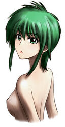 asellus green_eyes green_hair nude saga saga_frontier short_hair sideboob under7