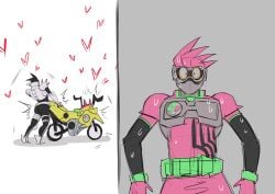 <3 2023 3boys anal anal_penetration anal_sex armor ass blush butt character_request from_behind from_behind_position gay grey_background grey_body group heart heart_symbol kamen_rider kamen_rider_ex-aid_(series) kamen_rider_lazer living_machine living_vehicle machine male male/male male_only male_penetrated male_penetrating male_penetrating_male mask masked masked_male metallic_body motion_lines motorcycle penetration penile penile_penetration penis_in_ass pink_body shocked shocked_expression simple_background standing sweat tailpipe tailpipe_penetration tokusatsu trio vehicle wdp66281167 white_background yaoi yellow_body