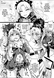 1boy 1girls abuse ambiguous_penetration asanagi asphyxiation beaten begging_for_mercy choke_hold choking comic cruelty ereshkigal_(fate) fate/grand_order fate_(series) female femsub fujimaru_ritsuka_(male) gacha_system greyscale hard_translated hate_sex helpless hitting male male/female maledom monochrome punch punching rape raped ryona stomach_punch strangling text violence