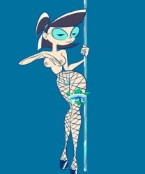 1girls aged_up breasts female female_only fishnets glasses hey_arnold! hourglass_figure lee-g-88 money nickelodeon nude phoebe_heyerdahl stripper stripper_pole