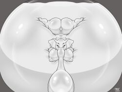 anthro ass belly belly_inflation breasts condom cum cum_inflated_belly doodledan86 elephant elephant_trunk elephantid female female_only genital_fluids hyper inflation mammal nipples rubber rubber_body solo