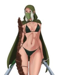 1girls bikini black_eyes black_pupils black_sclera elf elf_ears female female_only fully_black_eyes kerillian spacemaxmarine vermintide warhammer_(franchise) warhammer_fantasy wood_elf wood_elf_(warhammer)