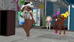 big_ass_(female) big_ass_cheeks big_booty big_butt_(female) bottomless_female bubble_butt_(female) dark-skinned_female dark-skinned_male inkling_boy kaibernation light-skinned_female marina_(splatoon) pearl_(splatoon) recording splatoon