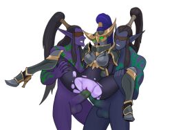 1girls 2boys double_penetration female illidan_stormrage maiev_shadowsong spacemaxmarine warcraft world_of_warcraft