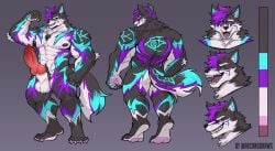 absurd_res anthro arcanodraws canid canine canis gooner hi_res himbofication jock male male/male mammal model_sheet muscular solo wolf wolfpupsif