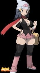1girls black_background dawn_(pokemon) official_style pokemon pokemon_dppt projectwetroid tagme