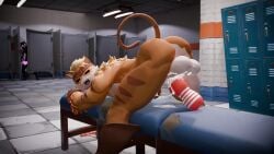 3d balls bent_over cum cum_in_toy exhibitionism fortnite furry gay locker_room male_only masturbation meowtooth penetrable_sex_toy shadow_meowscles_(fortnite) voyeur