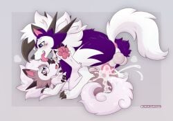 animal_genitalia animal_penis anus canid canine canine_genitalia canine_penis duo dusk_lycanroc eyewear feral generation_7_pokemon genitals glasses hi_res knot knotted_penis lycanroc male male/male mammal nintendo penis pokemon pokemon_(species) therus_the_dusk vikhuskffee