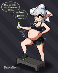 drakanoms enjoying_pregnancy fetal_movement gym_uniform inkling inkling_girl kicking_(pregnancy) marie_(alterna) marie_(splatoon) nintendo popstar pregnancy pregnant pregnant_belly pregnant_female splatoon splatoon_(series) talking_to_offscreen