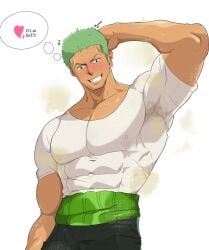 1boy abs armpit armpit_fetish bara bara_body bara_tiddies bara_tits barazoku beefy biceps big_pecs bigger_male blush blushing bodybuilder broad_shoulders defined_jawline defined_muscles dressed earrings english_text exibitionism frown frowning gay green_hair hand_behind_head handsome handsome_man haramaki hearts hearts_around_text hunk japanese_male larger_male looking_at_self male male_focus male_only manly masculine_male muscles muscular muscular_male nasty no_visible_genitalia one_piece pecs pecs_bigger_than_head pectoral_bulge pectorals pirate pre-timeskip roronoa_zoro seductive seductive_body sexy_body sexy_male sexy_pose six_pack sixtenn smell smell_fetish smelly smelly_armpits smile solo solo_focus solo_male tall_male taller_male text tough_guy trapezius yaoi