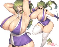 1girls armpits arms_up big_ass busty cleavage curvaceous erect_nipples_under_clothes female female_focus female_only female_pubic_hair forearm_armor genderswap_(mtf) getter_robo green_hair green_skin holding_katana holding_sword holding_weapon huge_breasts katana kunoichi legwear long_hair mermaid ninja nipples_visible_through_clothing panties pubic_hair puffy_nipples rule_63 ryoma_nagare simple_background solo solo_female solo_focus sweat sword tagme thick_thighs thighhighs thirty_8ght thong tied_up white_background white_thighhighs wide_hips