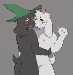 deltarune furry gay goat nipples pompsadoodle ralsei ralsei_with_black_fur ralsei_with_white_fur selfcest twink undertale yaoi