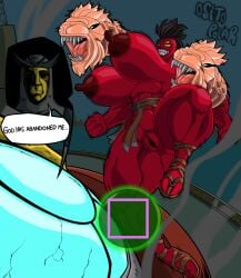 ben_10 big_breasts chaquetrix english_dialogue english_text enoch exibitionism exposed_breasts exposed_pussy fourarms huge_breasts ositopolar red_body red_skin text text_bubble thick_thighs thighs video_games