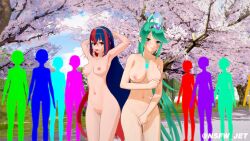 3d alear_(fire_emblem) being_watched breasts covering_pussy crossover crowd_watching embarrassed_nude_female embarrassed_nude_female_shameless_nude_female exhibitionism female female_focus fire_emblem jetnsfw nipples pneuma_(xenoblade) public_nudity pussy shaved_pussy xenoblade_(series)