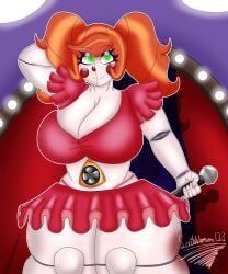 1girl 1girls 2023 2026 2d ass ass_bigger_than_head baby_(fnafsl) background big_ass big_breasts boobs boobs_bigger_than_head breasts breasts_bigger_than_head butt butt_bigger_than_head circus_baby circus_baby_(fnaf) clevage female female_focus five_nights_at_freddy's five_nights_at_freddy's:_sister_location fnaf fnaf_sister_location green_eyes orange_hair pale_skin pale_skinned_female pink_panties purple_eyeshadow red_cheeks red_skirt robot robot_girl scribbleman123 sister_location smile solo solo_female thick_thighs thighs white_body white_skin