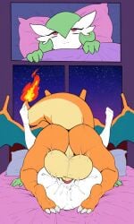 5_toes ai_generated ass bed bedroom big_butt blue_eyes charizard couple dominant_male fat_ass feet game_freak gardevoir happy happy_sex huge_ass huge_balls huge_cock large_penis muscular muscular_male nintendo nude overweight overweight_female pokemon pokemon_(species) poney red_eyes soles submissive_female thick_penis toenails veiny_penis