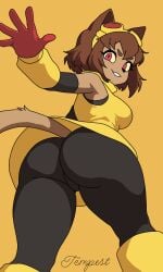 1girls anthro big_ass bubble_ass bubble_butt cat_girl furry gameoverse ibispaintx kit_(gameoverse) plmqaz587354 red_eyes watermark