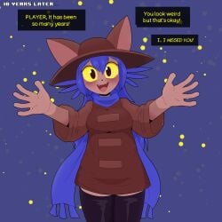 1girls aged_up anthro artistwithamous clothing dialogue imminent_sex niko_(oneshot) oneshot