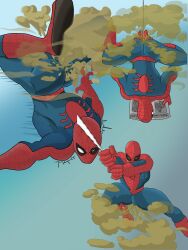 eproctophilia eproctophillia fart_cloud fart_everywhere fart_fetish farting farts gay human human_male human_only kinkhero marvel peter_parker spider-man spider-man_(series) superhero superhero_costume