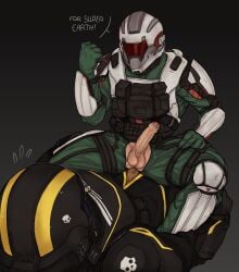 armor clothed cock gay gay_sex gear helldiver_(helldivers) helldivers helldivers_2 helmet male/male