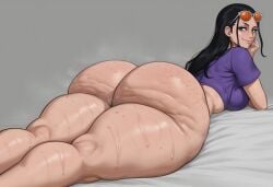 1girl 1girls ai_generated ass big_ass big_butt black_hair bottom_heavy bubble_ass bubble_butt cellulite curvaceous curvy curvy_figure dat_ass eyewear_on_head fat_ass female hips massive_ass musk musk_clouds nico_robin oiled oiled_skin one_piece pawg pawg_build perfect_ass purple_crop_top sexy sexy_ass sexy_body sexy_female sweat taiga20 thicc thicc_ass thicc_thighs thick thick_ass thick_thighs voluptuous voluptuous_female wet wide_ass