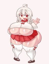 1girls ass big_ass big_breasts breasts female red_bow red_eyes sex twin_braids warma warma's_life warma_(warma's_life) white_hair