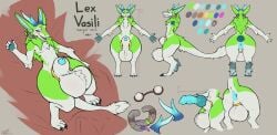 2_horns absurd_res accessory animal_genitalia animal_penis anthro anus ball_tuft balls big_anus big_balls big_butt big_penis blue_insides blush butt canine_genitalia canine_penis cock_ring fur genitals green_body green_fur heterochromia hi_res horn huge_balls huge_penis hybrid hyper hyper_balls hyper_genitalia hyper_penis jewelry ketei knot knotted_penis lex_vasili male model_sheet penis penis_accessory penis_jewelry sergal solo stated_gender stated_species thick_thighs tuft white_body white_fur