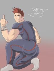back_view bara boku_no_hero_academia dilf endeavor_(my_hero_academia) kinkhero male male_only my_hero_academia superhero