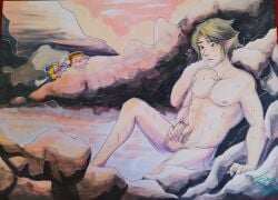 1boy 2girls bathing bathing_outside cfnm clothed_female_nude_male female hot_spring jacking_off jerking jerking_off link link_(twilight_princess) male male_focus masturbation midna naked nintendo nude only_one_naked the_legend_of_zelda twilight_princess zelda_(twilight_princess)