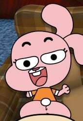animated anthro anus artist:nepwt big_butt blue_penis butt character:anais_watterson character:gumball_watterson clothed clothing collared_shirt copyright:cartoon_network copyright:the_amazing_world_of_gumball cub cub_on_cub doggy_style dress_shirt duo female female_penetrated first_person_view footwear from_behind_position furniture genitalia genitals happy_sex looking_at_viewer male male/female male_penetrating male_penetrating_female no_underwear nude open_mouth penetration penile_penetration penis pink_body pussy sex sofa solo_focus topwear vaginal vaginal_penetration young young_anthro young_female young_male