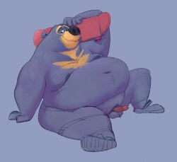 2026 anthro balls bear belly big_belly biped black_nose clothing erection footwear genitals humanoid_genitalia humanoid_hands humanoid_penis male mammal moobs navel nipples osos overweight overweight_male penis shoes short-faced_bear simple_background sitting skateboard solo spectacled_bear vehicle