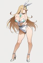 1girls ai_generated alternate_costume animal_ears arms_under_breasts bare_legs bare_shoulders blonde_hair blush breast_hold breasts bunnysuit chest_jewel cleavage closed_mouth clothing collarbone covered_navel crossed_arms detached_collar earrings fake_animal_ears female footwear full_body gem headpiece high_heels highleg highleg_leotard hikari_(xenoblade_2) jewelry large_breasts legs leotard long_hair looking_at_viewer mythra_(xenoblade) playboy_bunny rabbit_ears shoes side-tie_leotard simple_background smashai solo standing strapless strapless_leotard super_smash_bros. swept_bangs thighs tiara very_long_hair white_footwear white_leotard wrist_cuffs xeno_(series) xenoblade_(series) xenoblade_chronicles_2