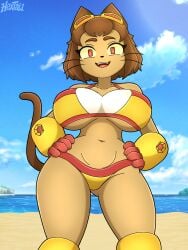 1girls 2026 2d 2d_(artwork) 3:4 4k absurd_res alternate_version_available animal_ears anthro anthro_only anthrofied bikini bikini_bottom bikini_top brown_fur brown_hair cat_tail cleavage digital_drawing_(artwork) digital_media digital_media_(artwork) felid feline feline_humanoid female female_only fur furry furry_female furry_only gameoverse hands_on_hips hextali hi_res highres kit_(gameoverse) kit_bodega large_breasts solo tail thick_thighs watermark wide_hips
