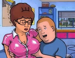 ai_generated bobby_hill breasts erect_nipples_under_clothes incest king_of_the_hill latex_bodysuit mother_and_son peggy_hill