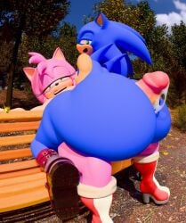 3d_(artwork) amy_rose anthro balls bench big_balls big_butt big_penis bodily_fluids bracelet butt digital_media_(artwork) dripping duo eulipotyphlan european_hedgehog genital_fluids genitals gold_(metal) gold_bracelet gold_jewelry gynomorph hedgehog hi_res hot_dogging huge_balls huge_butt huge_penis hyper hyper_balls hyper_butt hyper_genitalia hyper_penis intersex intersex/male jewelry kirby_animatez looking_at_viewer looking_back looking_back_at_viewer male mammal on_lap park park_bench penis precum precum_drip public public_sex sega sex sitting_on_lap sonic_the_hedgehog sonic_the_hedgehog_(series) thick_thighs