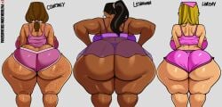 2d busty coldarsenal courtney_(tdi) female female_focus female_only hourglass_figure leshawna_(tdi) lindsay_(tdi) rear_view tagme total_drama_island wide_hips