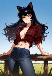 1girls ai_generated blake_belladonna rwby shiny_hair shiny_skin solo solo_female tagme