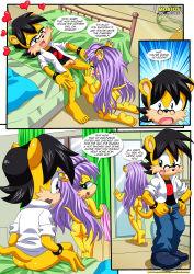 1boy 1girls anthro ash_mongoose balls barefoot bbmbbf blush breasts comic cum cum_on_face feet female male male/female mina_mongoose mobian_(species) mobius_unleashed nude palcomix penis sega sonic_(series) sonic_the_hedgehog_(archie) sonic_the_hedgehog_(comics) sonic_the_hedgehog_(series) worshipping_sonic_(comic)