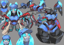 1boy 1boy1girl 1girls adorable ass ass_focus blue_hair breasts curvy_female curvy_figure fat_ass fat_thighs jet_(jetngs) jetngs large_breasts long_hair looking_at_viewer mavrix original_character robot robot_girl thick_ass thick_thighs thighhighs thighs wide_hips