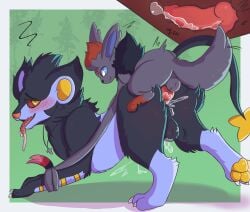 afluffyball anal bodily_fluids cum cum_inside duo eeveelution feral genital_fluids hi_res luxray male male/male male_only nintendo pokémon_(species) pokemon pokemon_(species) sylveon tad_(thataveragedude) video_games zoro_(zoroak) zorua