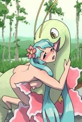 2:3 absurd_res ambiguous_gender blue_eyes blue_hair blush bodily_fluids dripping duo face_lick female female/ambiguous female_human female_on_feral feral generation_2_pokemon grass hair hatsune_miku hi_res human interspecies licking mammal meganium nintendo nipples nude nude_female open_mouth pigtails pink_nipples pink_tongue plant pokemon pokemon_(species) pokephilia saliva saliva_drip saliva_on_chin saliva_on_face saliva_string sky straddling swetzverelend tongue tongue_out tree vocaloid yamaha_corporation yellow_eyes