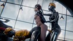 2girls1boy animated atomic_heart femdom left_(atomic_heart) multiple_angles pegging right_(atomic_heart) sound strap-on tagme video