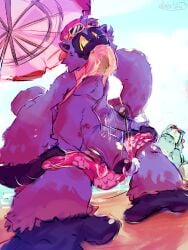 absurd_res aevsmonki anthro atelid backwards_cap beach bodily_fluids chest_tuft clothed clothing clothing_lift clothing_pull dripping eyewear eyewear_on_head feet fisherkitu flaccid foreskin fur genital_fluids genitals haplorhine hi_res humanoid_genitalia humanoid_penis long_tail male mammal mario_bros monkey new_world_monkey nintendo parasol partially_retracted_foreskin penis pool_float precum precum_drip prehensile_feet presenting presenting_penis primate public pulling_down_shorts purple_body purple_fur shirt shirt_lift solo solo_focus spider_monkey sunglasses sunglasses_on_head swimwear swimwear_pull tail teeth toes topwear tuft undressing undressing_self wearing_sunglasses yoshi